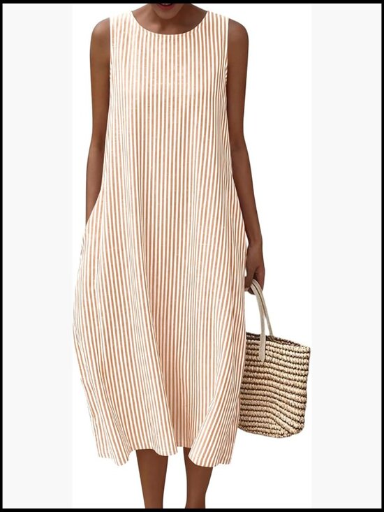 Dresses & Skirts - Cotton Maxi Dress with Pockets Casual Summer Beach Vacation